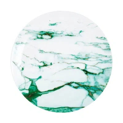 Prouna Marble Verde 10.5'' Bone China Dinner Plate In White;teal