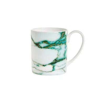 Prouna Marble Verde Bone China Coffee Mug In White;green