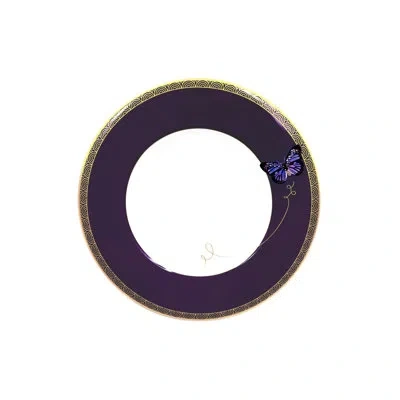 Prouna My Butterfly 7'' Bone China Bread And Butter Plate In White;purple
