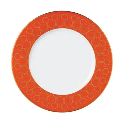 Prouna My Honeybee 10.5" Bone China Dinner Plate In White;orange