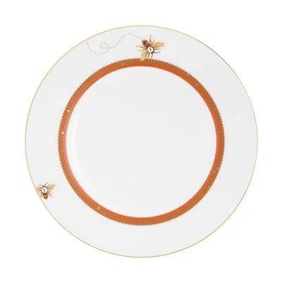 Prouna My Honeybee 8.5" Bone China Salad/ Dessert Plate In White;orange