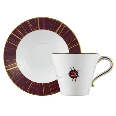 Prouna My Ladybug - Tea Cup & Saucer In Gold,white,red