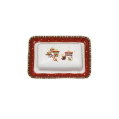 Prouna Nutcracker - Butter Dish In White;red;yellow