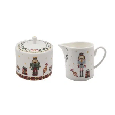 Prouna Nutcracker - Sugar & Creamer Set In White;green;red