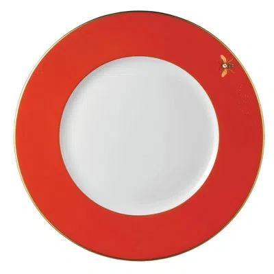 Prouna Porcelain Contemporary Decorative Plate In Orange/white In Red