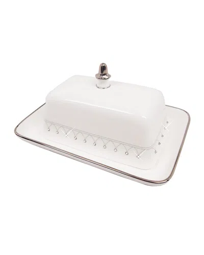Prouna Princess Platinum Butter Dish In Silver White