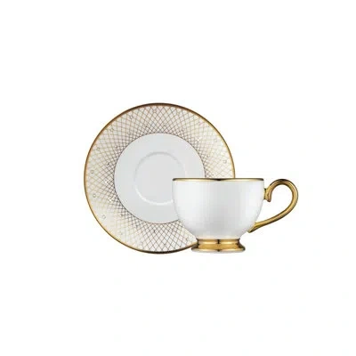 Prouna Princess Gold Espresso Cup & Saucer In White;gold