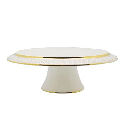 Prouna Princess Gold Pedestal Cake Stand In White;gold
