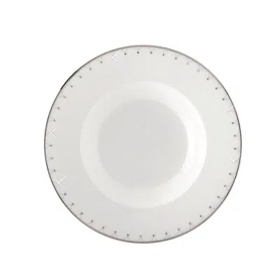 Prouna Princess Platinum Bone China Soup / Pasta Bowl In White,platinum