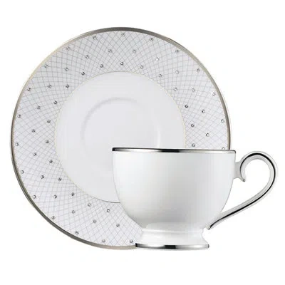 Prouna Princess Platinum Espresso Cup & Saucer In Black,silver,white