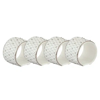 Prouna Princess Platinum Napkin Ring In White,platinum