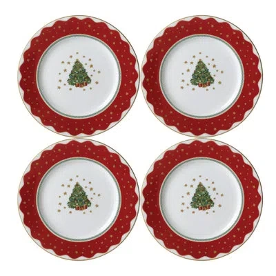 Prouna Salad/dessert Plate, Set Of 4 In White;green;red