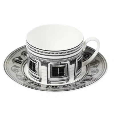 Prouna Tea Cup & Saucer In Black;white