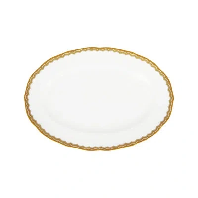 Prouna Twig New York Antique Gold Bone China Platter In White;gold