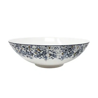 Prouna Twig New York Cuenca Bone China Serving Bowl In Blue;white;gold
