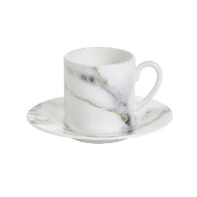 Prouna Venice Fog Bone China Espresso Cup And Saucer
