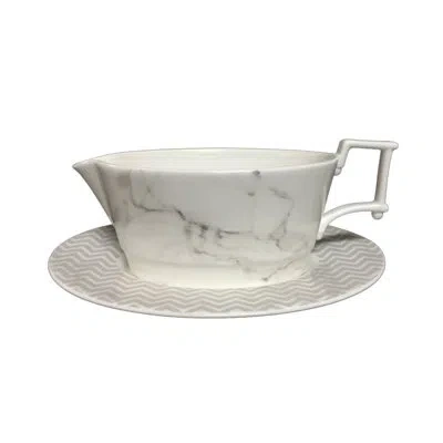 Prouna Villa Bianca Bone China Gravy Boat In Gray