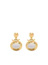 PROUNIS 22K YELLOW GOLD SMALL BELL MOONSTONE EARRINGS