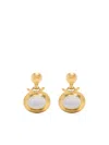 Prounis 22kt Yellow Gold Moon Stone Earrings In Gold