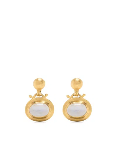 PROUNIS 22K YELLOW GOLD SMALL BELL MOONSTONE EARRINGS