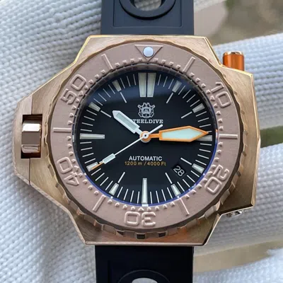 Pre-owned Proxima Steeldive Men Automatic Watch 1200m Waterproof Mens Dive Watches Luminous Bronze