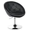 Proxxi 1 Piece Adjustable Modern Swivel Round Tufted Chair In Black