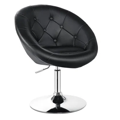 Proxxi 1 Piece Adjustable Modern Swivel Round Tufted Chair In Black