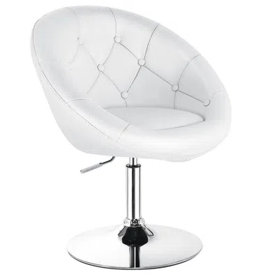 Proxxi 1 Piece Adjustable Modern Swivel Round Tufted Chair In White