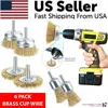 Proxxi 2-pack 3 Pcs Wire Brush Wheel Set Cup Drill Bit Rust Paint Attachment 1/4" Usa In Yellow