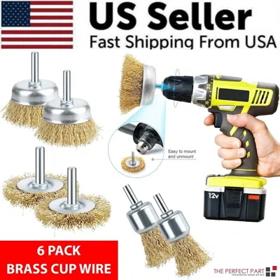 Proxxi 2-pack 3 Pcs Wire Brush Wheel Set Cup Drill Bit Rust Paint Attachment 1/4" Usa In Yellow