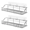 Proxxi 2 Pack Silver Adhesive Shower Caddy Shower Shelf Organizer For Bathroom Organization With Hooks Sus3 In Silver