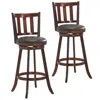 Proxxi 2 Pieces 360 Degree Swivel Wooden Counter Height Bar Stool Set With Cushioned Seat In Brown