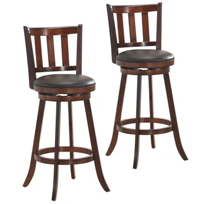 PROXXI 2 PIECES 360 DEGREE SWIVEL WOODEN COUNTER HEIGHT BAR STOOL SET WITH CUSHIONED SEAT