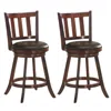 Proxxi 2 Pieces 360 Degree Swivel Wooden Counter Height Bar Stool Set With Cushioned Seat In Brown