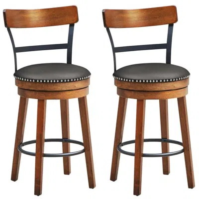 Proxxi 25.5-inch 360-degree Bar Swivel Stools With Leather Padded In Brown