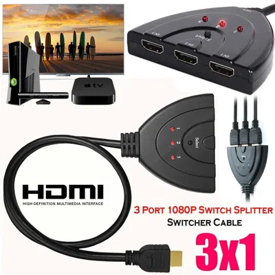 Proxxi 3 Port Hdmi Splitter Cable 1080/4k Switch Switcher Hub Adapter For Hdtv Ps4 Xbox In Black