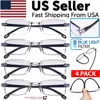 Proxxi 4 Pk Mens Rectangular Rimless Blue Light Blocking Reading Glasses Unisex Readers In Blue