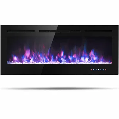 Proxxi 50 Inch Recessed Electric Insert Wall Mounted Fireplace With Adjustable Brightness In Black