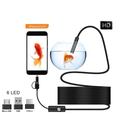 Proxxi 5m 6leds Snake Endoscope Borescope 8mm Inspection Usb Camera Scope For Android - 5m - 16.4 Feet In Black