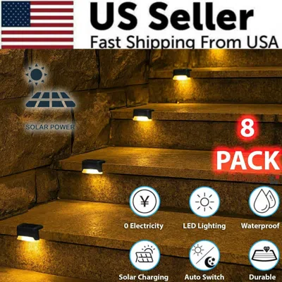 Proxxi 8 Pack New Solar Deck Lights Outdoor Waterproof Led Steps Lamps For Stairs Fence