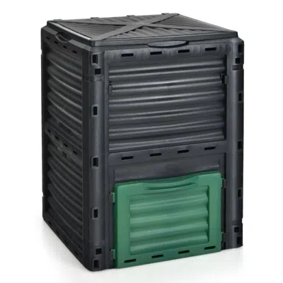 Proxxi 80-gallon Outdoor Composter With Large Openable Lid And Bottom Exit Door In Black