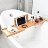 Proxxi Bathtub Caddy Tray Expandable To 105cm With Bamboo Book Stand And Soap Tray, In Brown