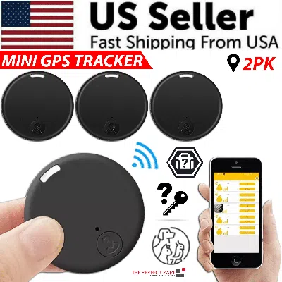 Proxxi Bluetooth Mini Gps Tracking Air Key Tag Child Pet Finder Tracker Location Device - 2 Pack In Black
