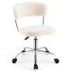 Proxxi Computer Desk Chair Adjustable Sherpa Office Chair Swivel Vanity Chair In White