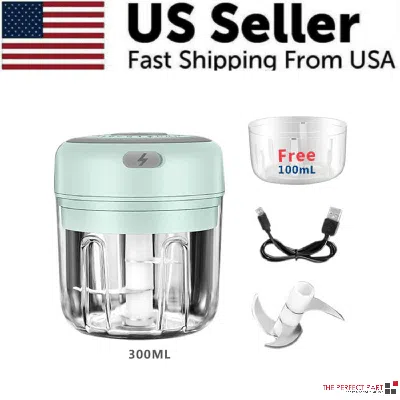 Proxxi Electric 300ml Garlic Press Chopper Chili Onion Fruits Meat Mincer Blender Mixer In Blue