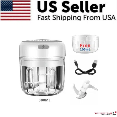Proxxi Electric 300ml Garlic Press Chopper Chili Onion Fruits Meat Mincer Blender Mixer In Silver