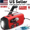Proxxi Emergency Radio Crank Solar Hand Weather 1000mah Power Bank Charger Flash Light In Red