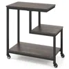 Proxxi G-shaped Side Table 3-tier Mobile End Table With Open Shelves In Gray