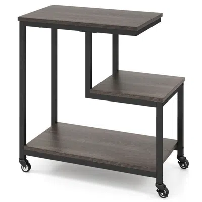 Proxxi G-shaped Side Table 3-tier Mobile End Table With Open Shelves In Gray