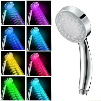 Proxxi Handheld 7 Color Changing Led Light Water Bath Home Bathroom Shower Head Glow In Black